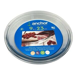 Anchor Hocking Clear Tempered Glass Pie Dish Set Of 2 9" Diameter Brand New USA